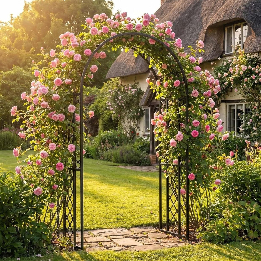 4.6x7.5FT Green Metal Garden Arch Trellis Arbor