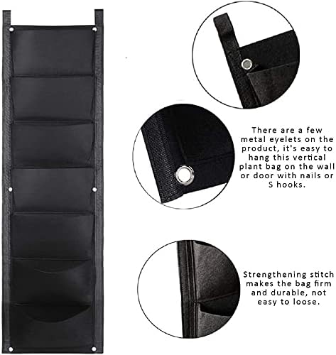 2 Black 7-Pocket Vertical Hanging Grow Bags
