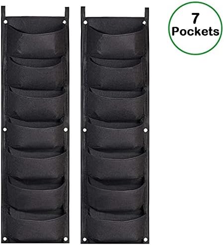 2 Black 7-Pocket Vertical Hanging Grow Bags