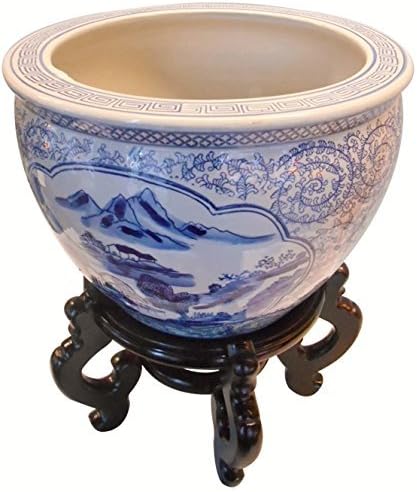 Blue White Landscape Ceramic Plant Pot
