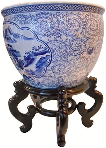 Blue White Landscape Ceramic Plant Pot