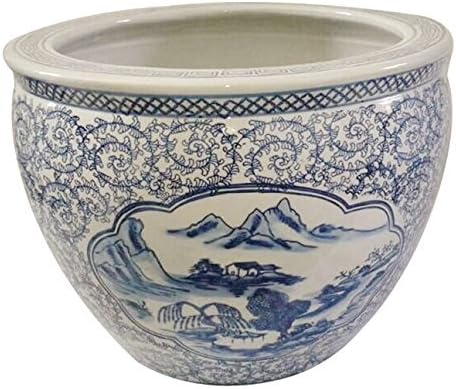 Blue White Landscape Ceramic Plant Pot