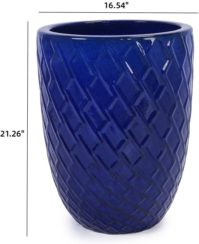 17in Dark Blue Diamond Ceramic Planter