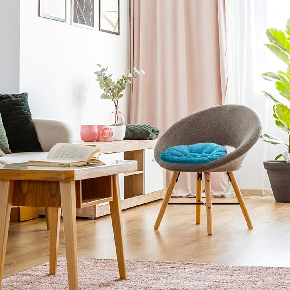 2 Blue Round Floor Cushions Set