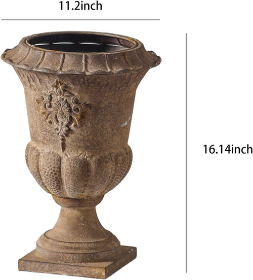 16in Vintage Iron Urn Planters Indoor Outdoor