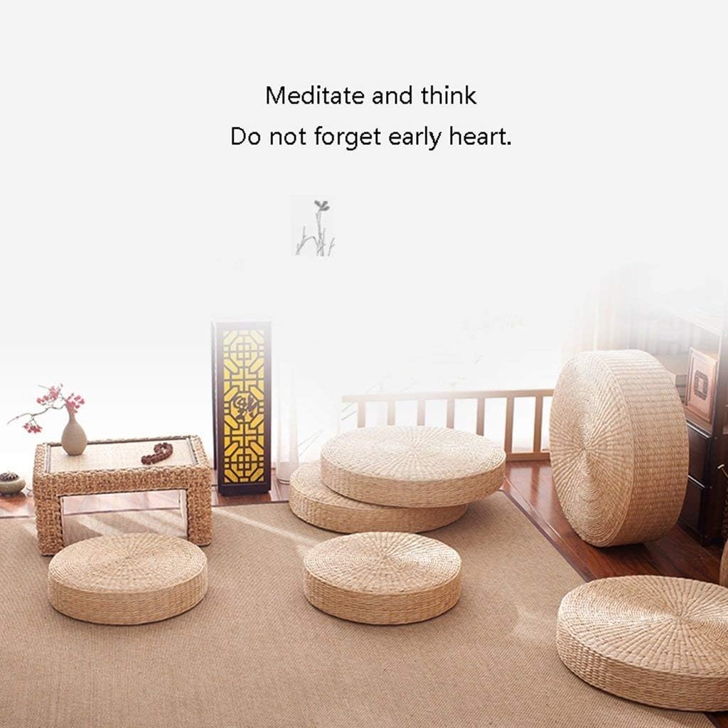 2 19.7in Straw Round Tatami Cushions