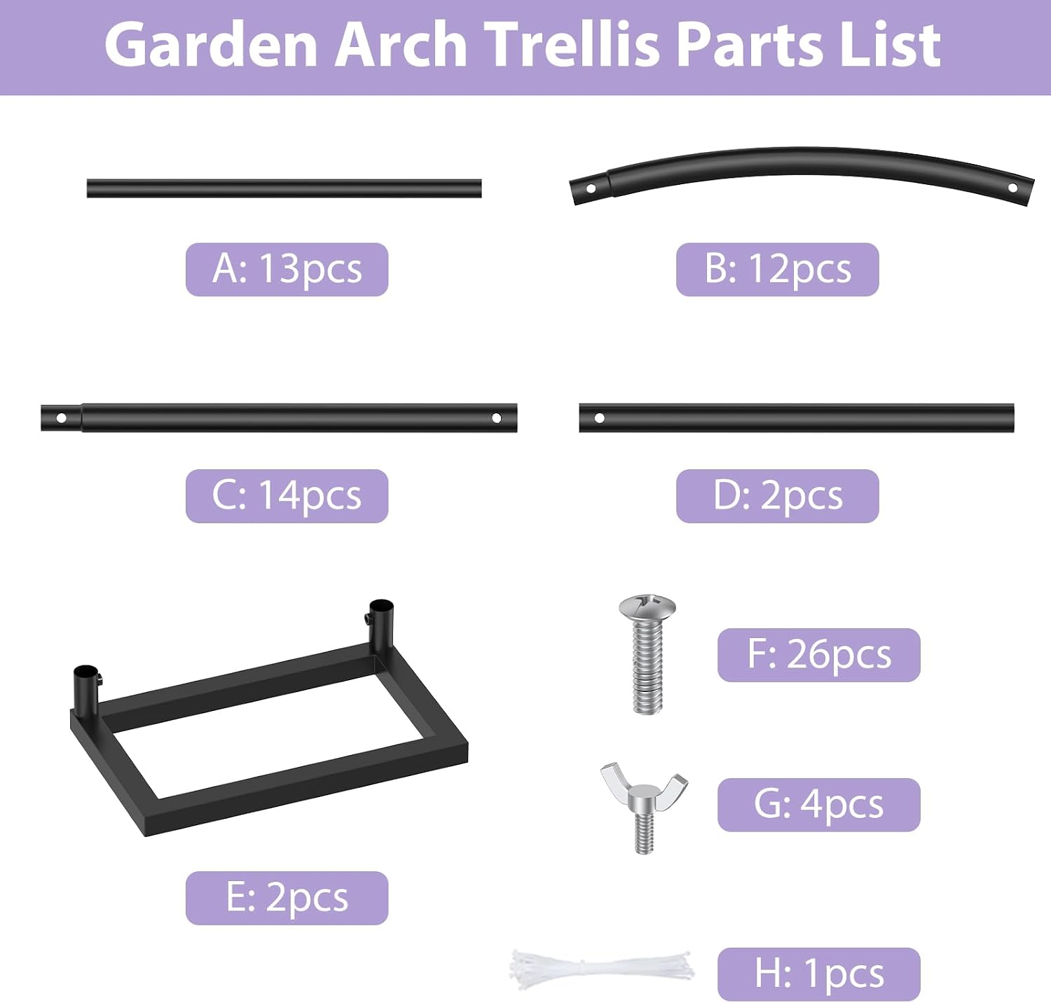 Multi Size Black Metal Garden Arch Trellis with Base for Wedding Plants