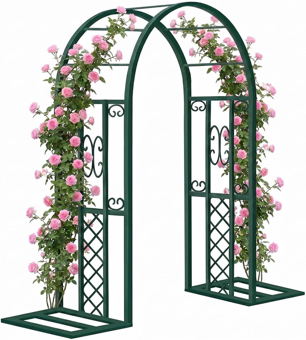 4.6x7.5FT Green Metal Garden Arch Trellis Arbor