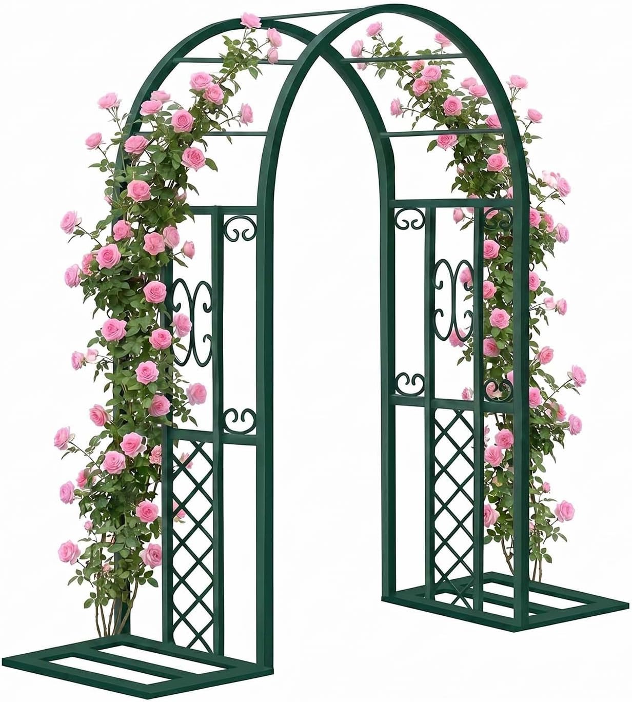 4.6x7.5FT Green Metal Garden Arch Trellis Arbor