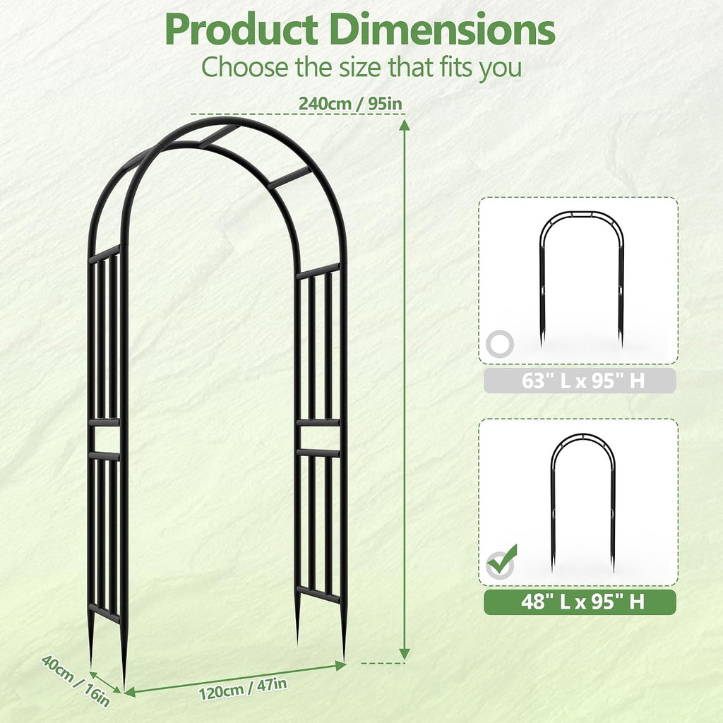 47x95in Rustproof Metal Garden Arch Trellis