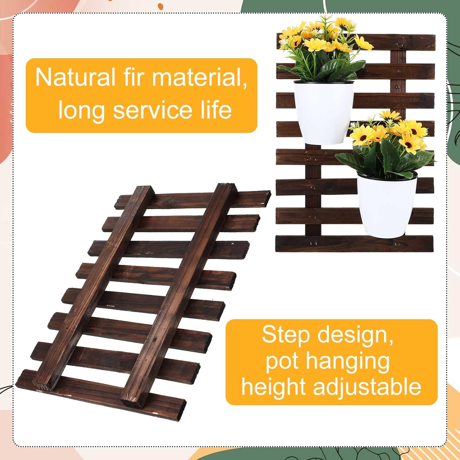 4 Wooden Frame Wall Orchid Planters