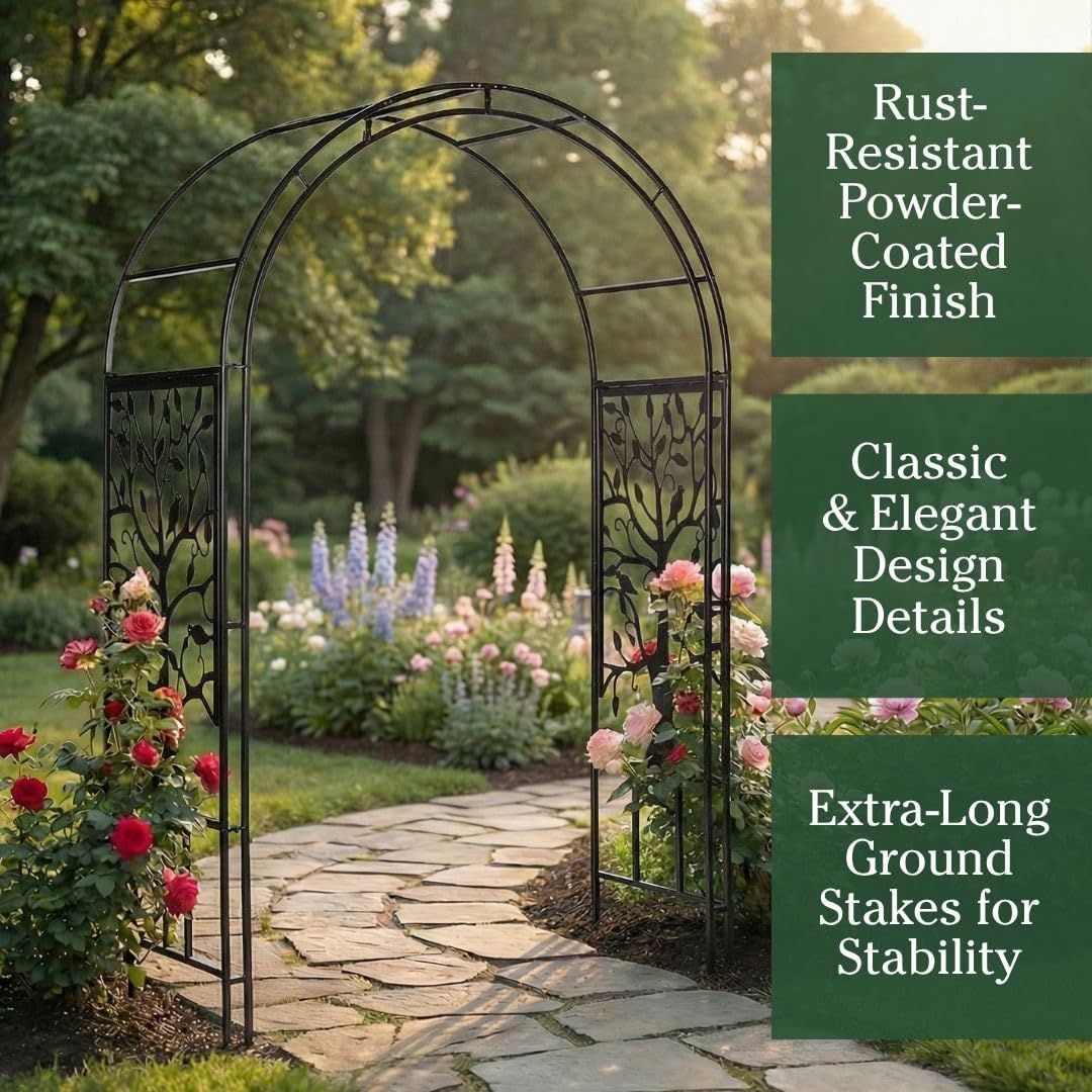 7ft Plow & Hearth Tree of Life Metal Garden Arch Trellis
