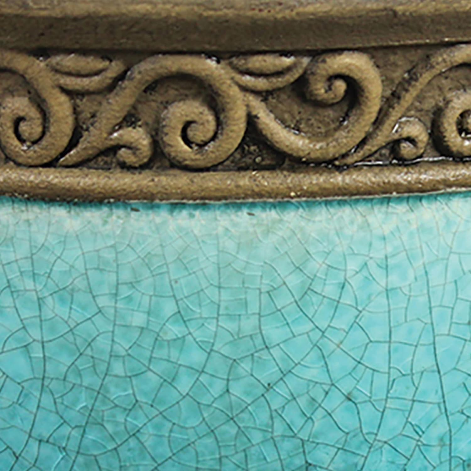 2Pcs Teal Crackle Ceramic Planters