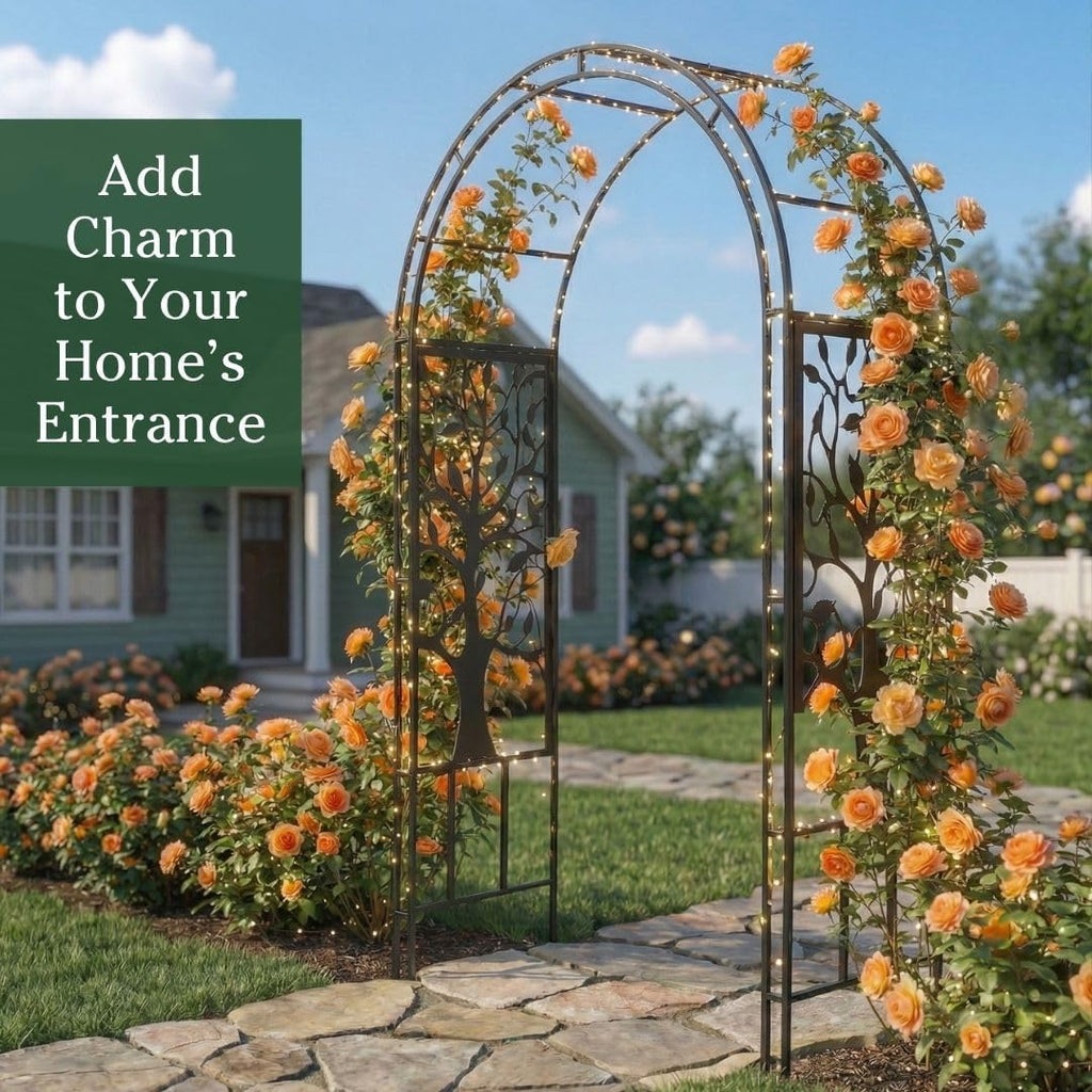 7ft Plow & Hearth Tree of Life Metal Garden Arch Trellis