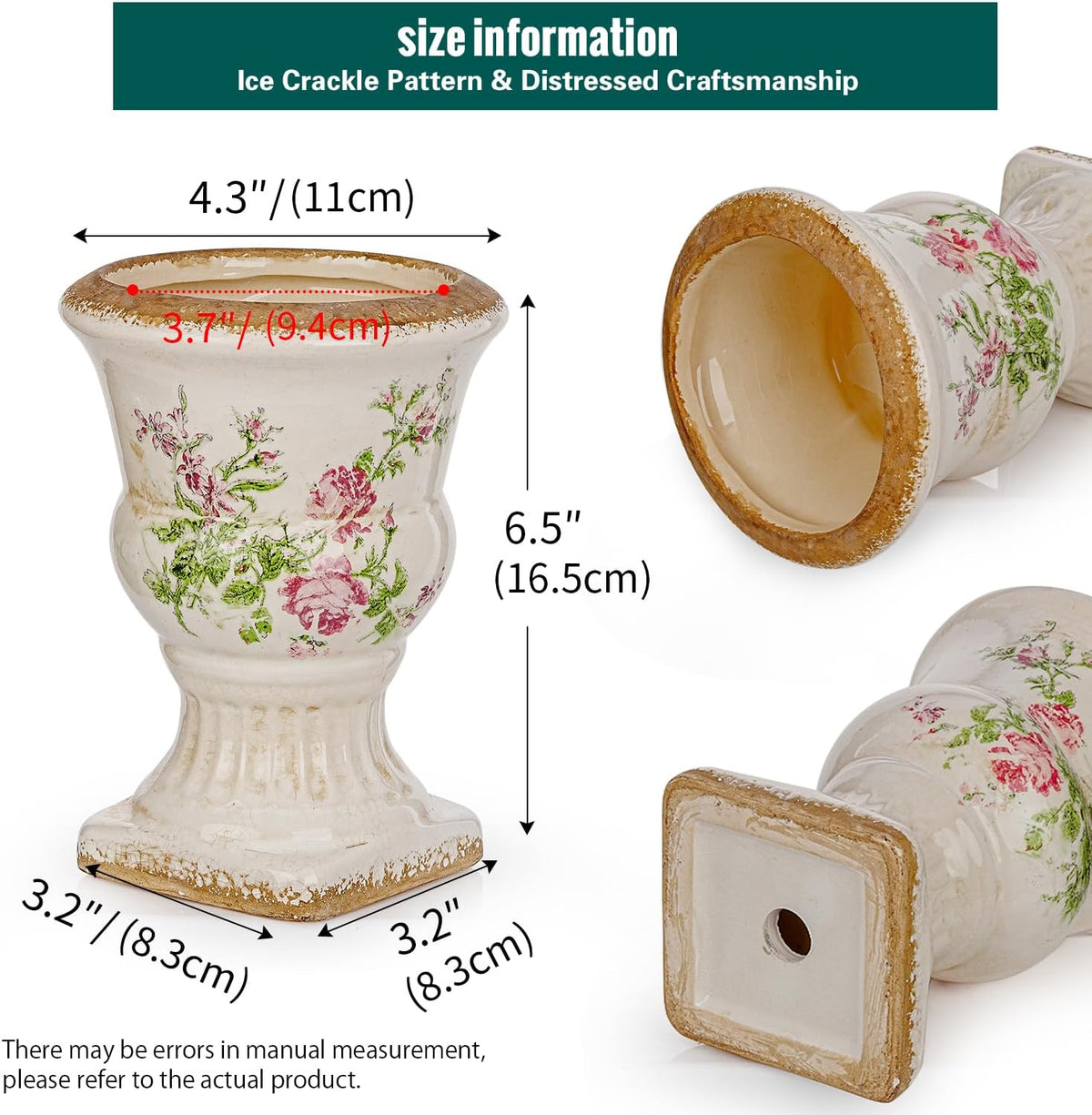 Pink Floral Chinoiserie Urn Planter