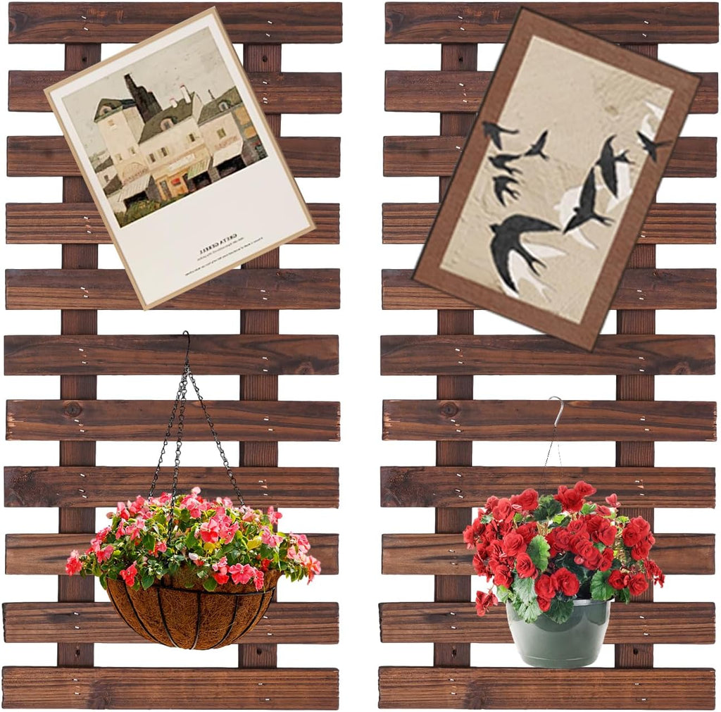 2 Brown Wooden Vertical Wall Planters