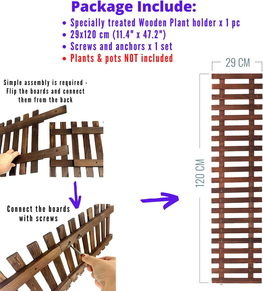 120cm Wooden Vertical Wall Plant Planter