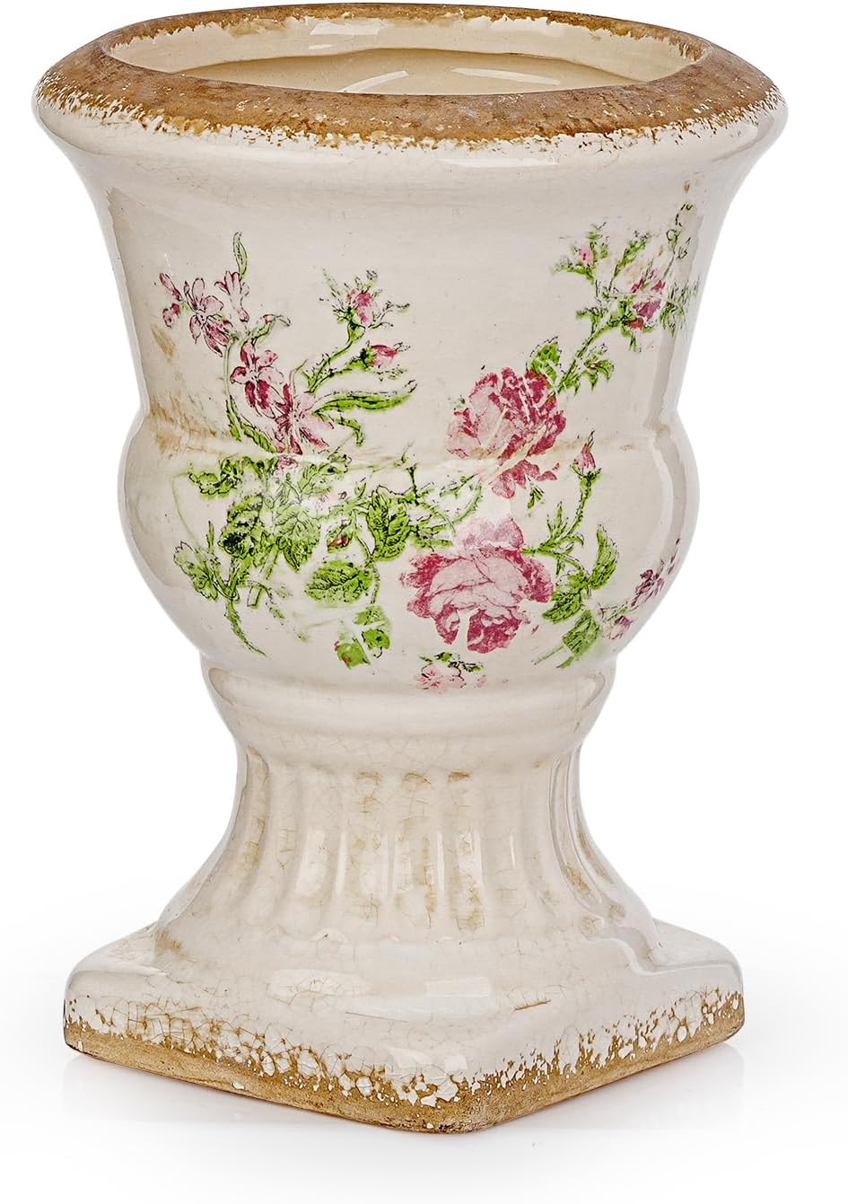 Pink Floral Chinoiserie Urn Planter