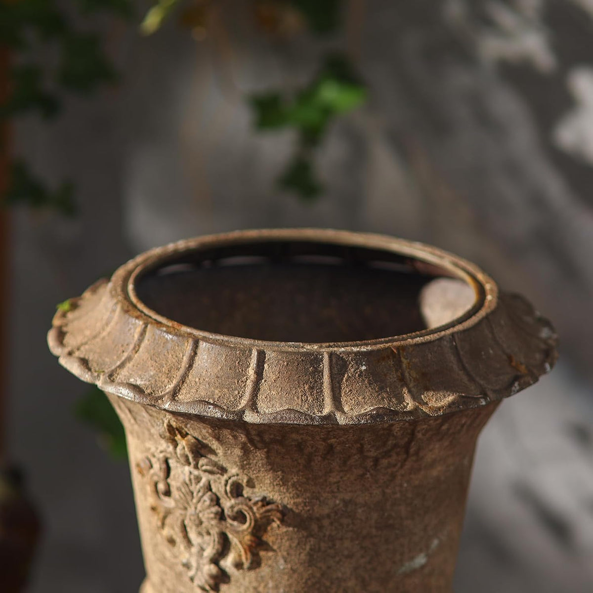 16in Vintage Iron Urn Planters Indoor Outdoor