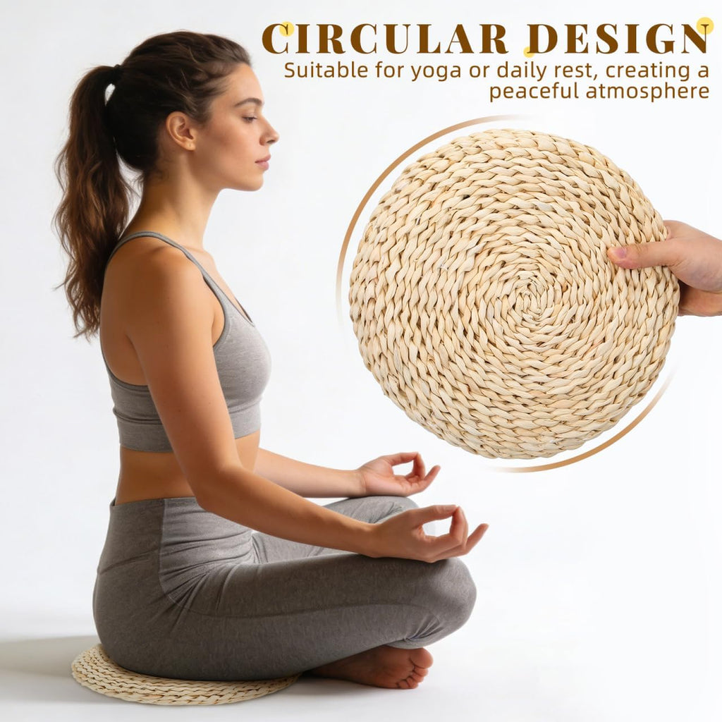 11.61in Natural Straw Round Cushion