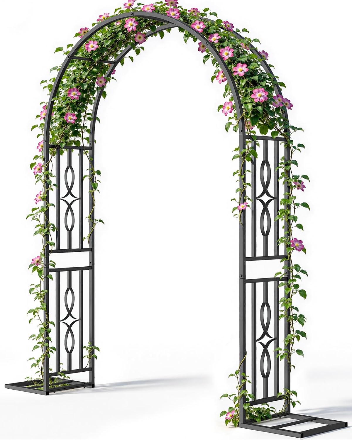 55"W×87"H Heavy Duty Stable Base Metal Garden Arch Trellis
