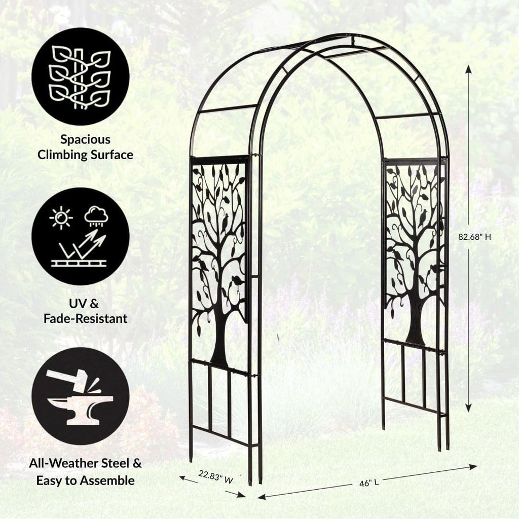 7ft Plow & Hearth Tree of Life Metal Garden Arch Trellis
