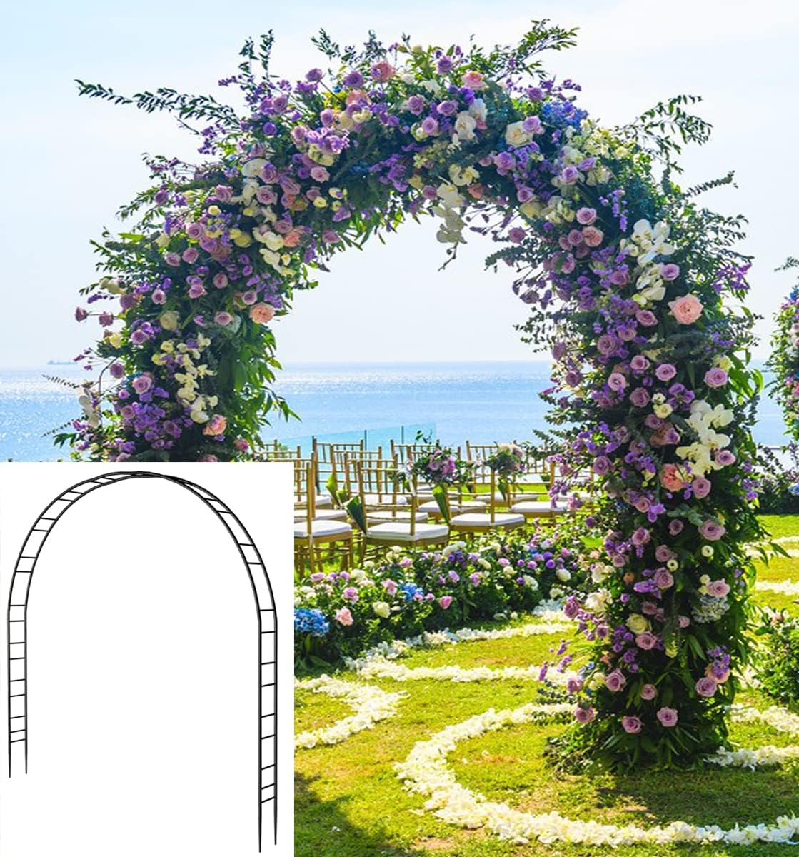7.2x9.2FT Black Metal Garden Wedding Arch Trellis