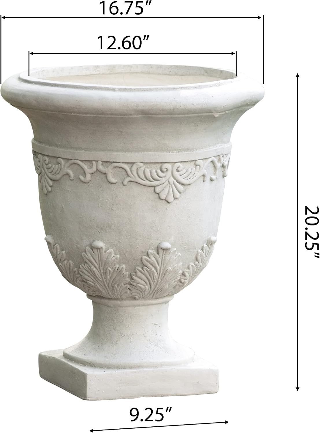 20" White Moroccan Urn Planter