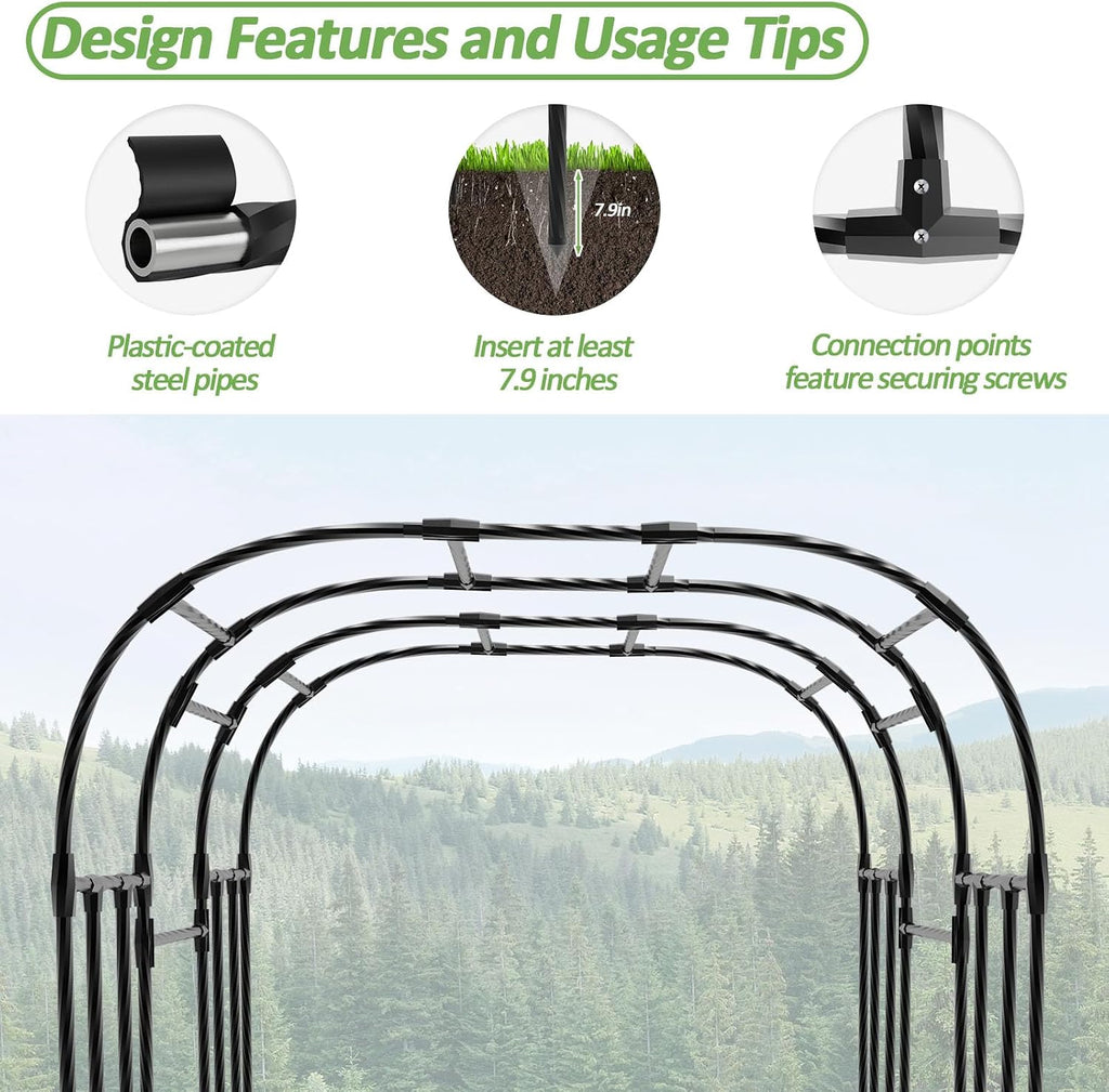69"L×71"W×87"H Thickened Steel Garden Tunnel Trellis