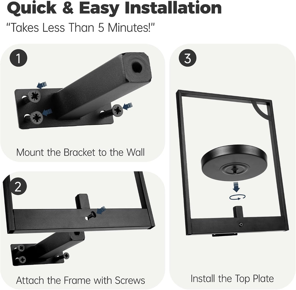 3 Black Framed Wall Hanging Planters