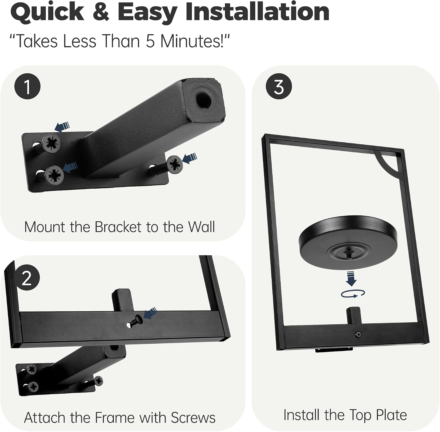 3 Black Framed Wall Hanging Planters