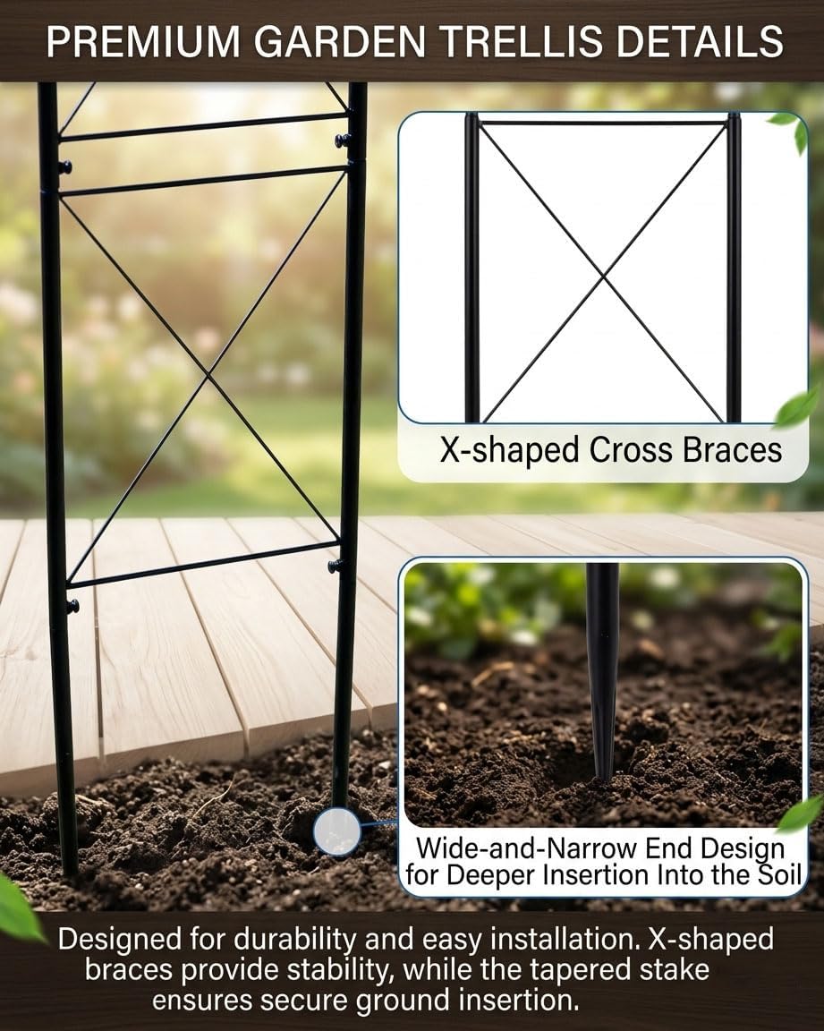 8Ft Thickened Rustproof Metal Garden Arbor Trellis