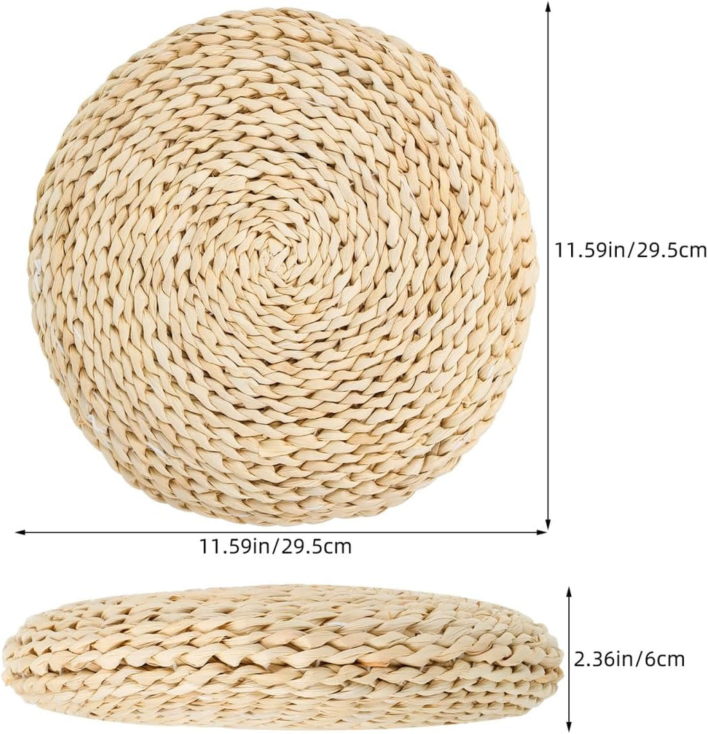 11.61in Natural Straw Round Cushion