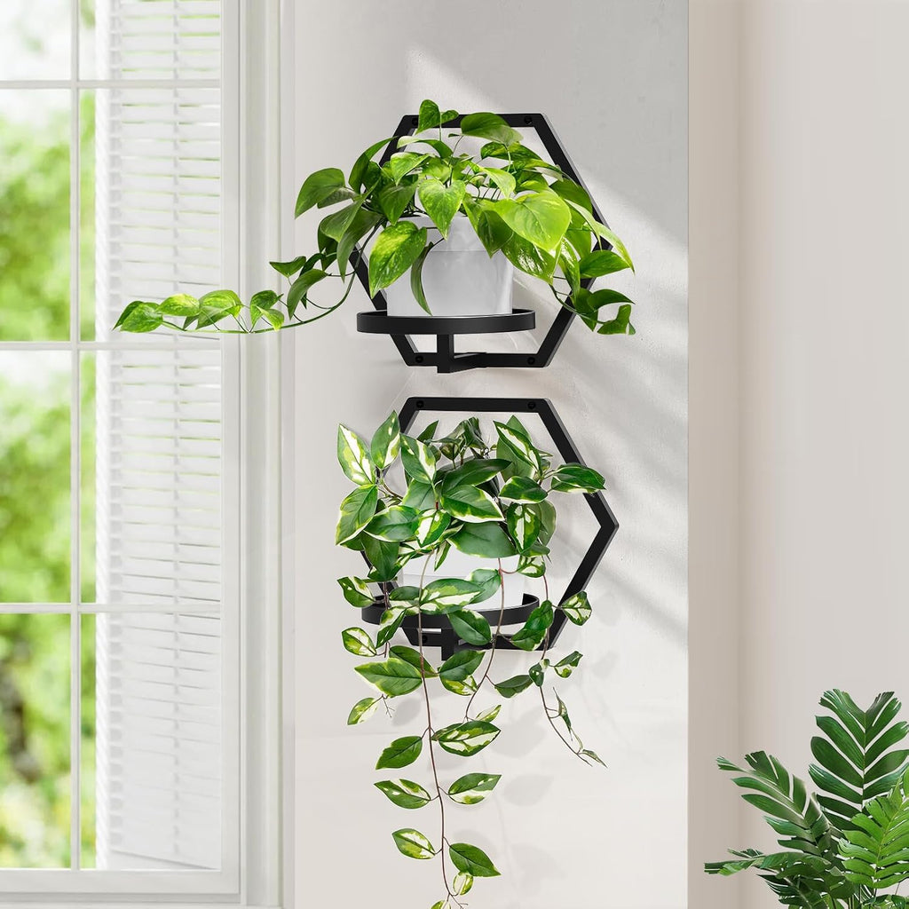 3 Black Metal Wall Hanging Planters