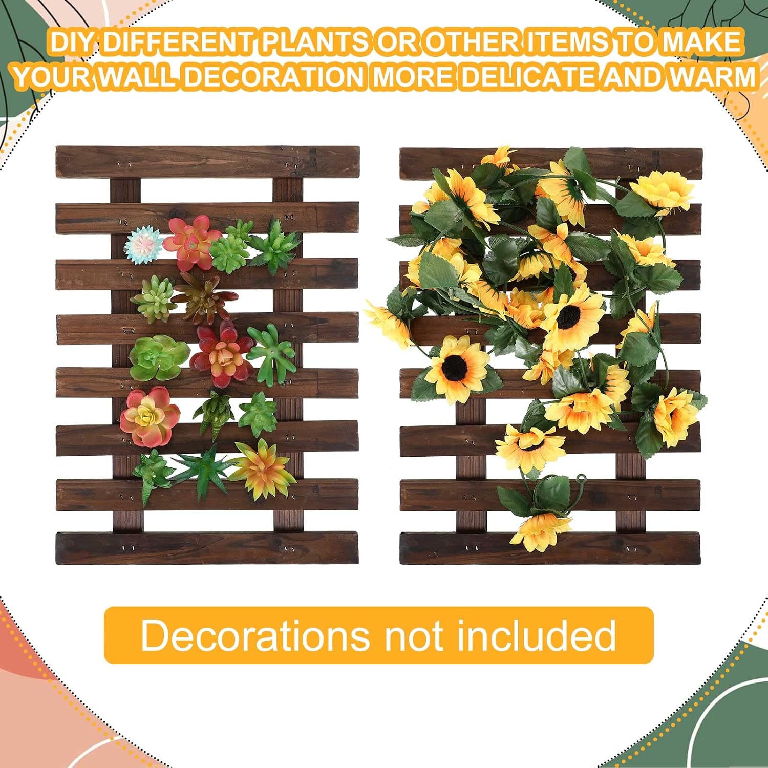 4 Wooden Frame Wall Orchid Planters