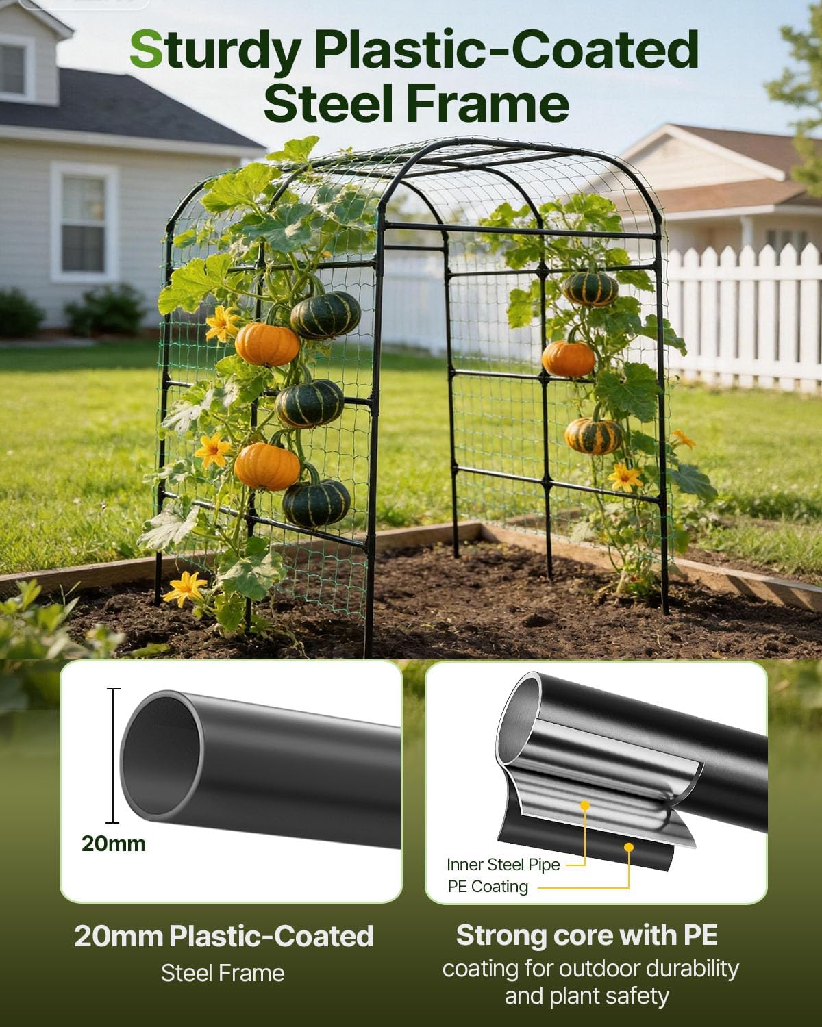 7.5FT Metal Garden Arch Trellis for Climbing Plants