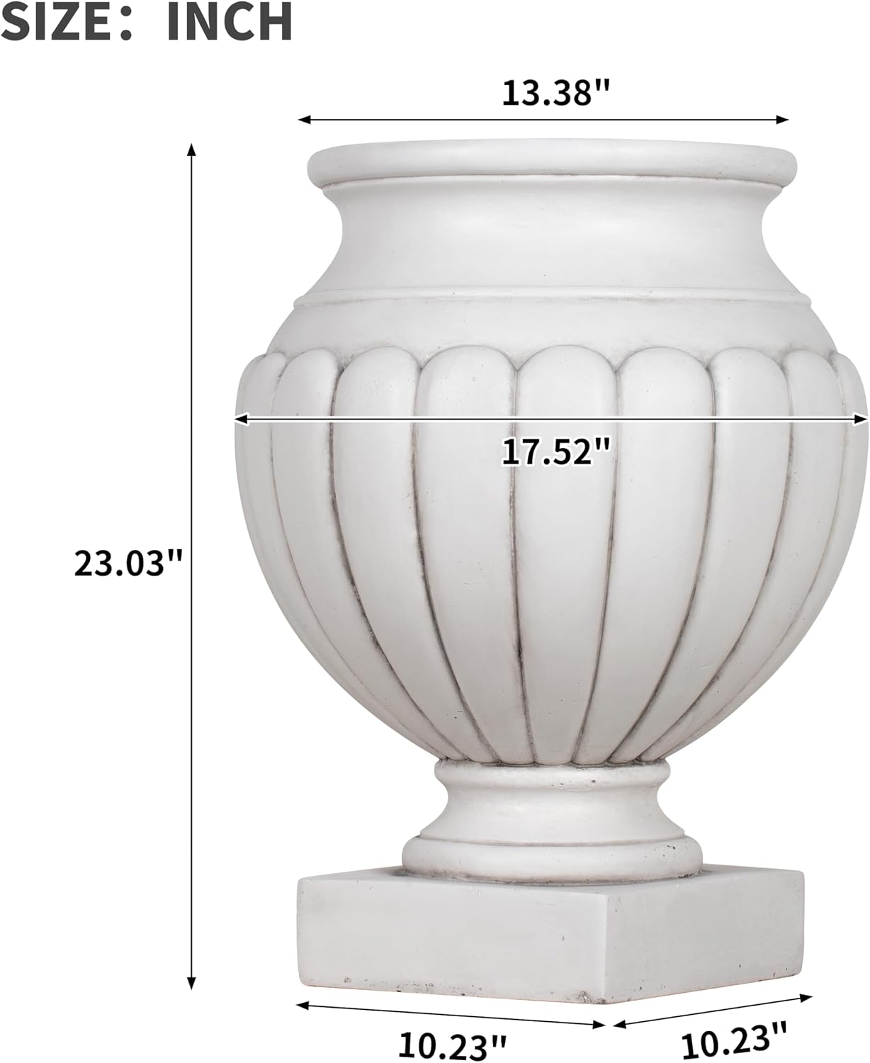 23in Antique White MGO Pedestal Urn Planter