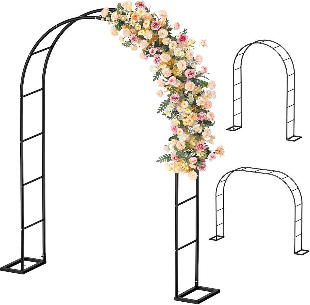 Multi Size Black Metal Garden Arch Trellis with Base for Wedding Plants