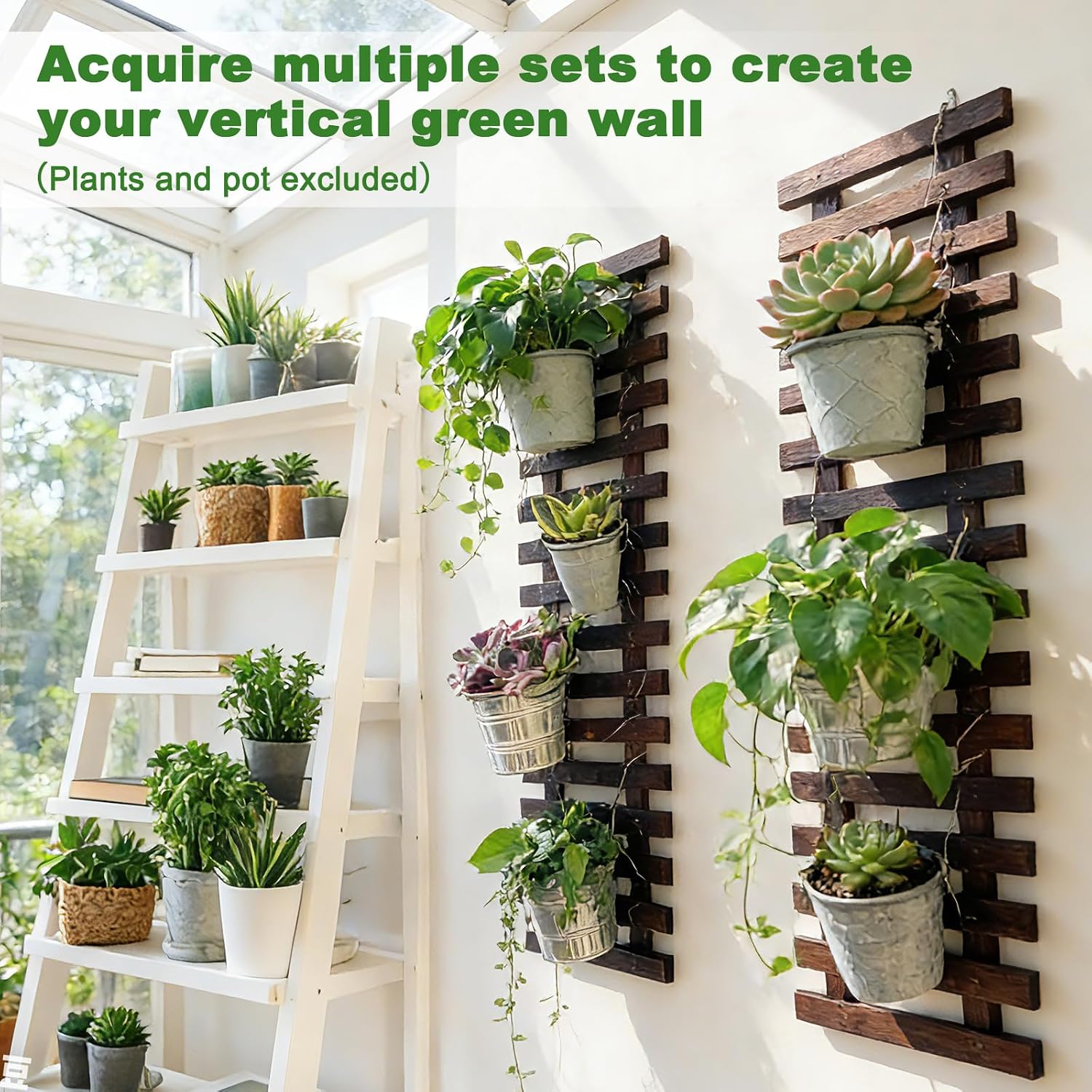 2 Wooden Wall Trellis Plant Planters