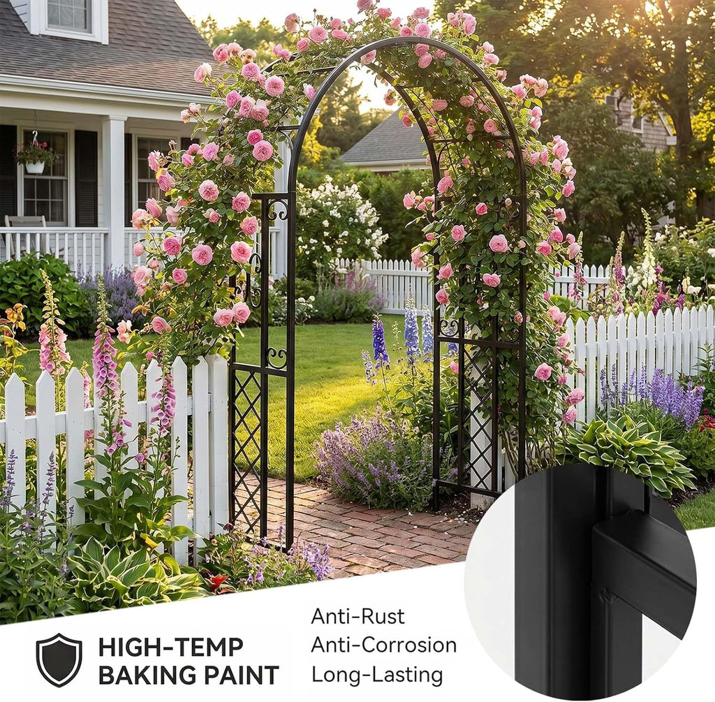 4.6x7.5FT Green Metal Garden Arch Trellis Arbor