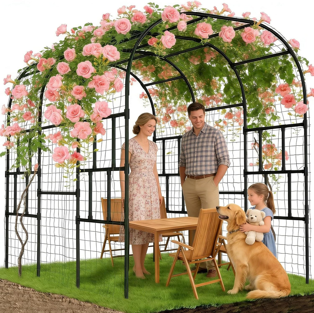 87in Plastic Coated Metal Garden Arch Trellis