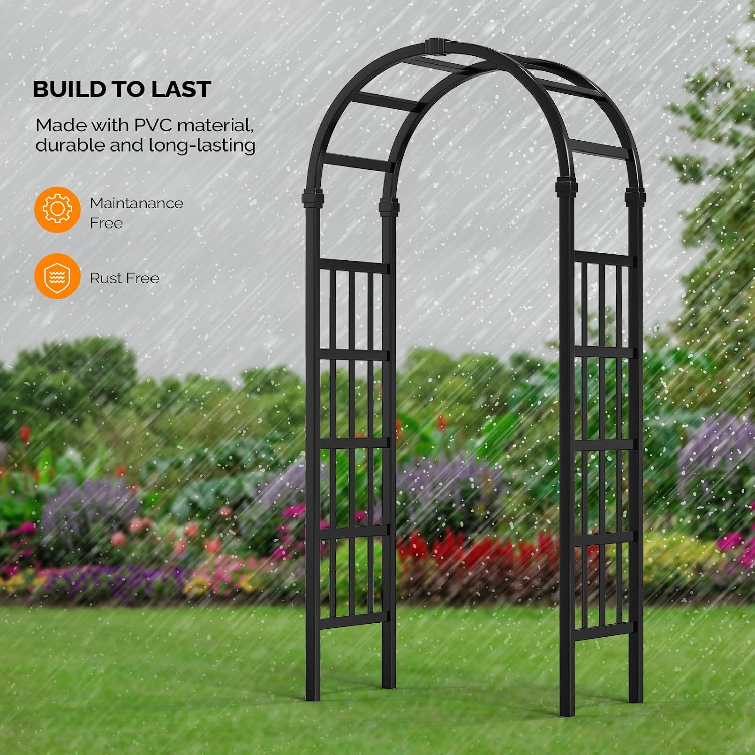 Black Vinyl PVC Garden Arbor Wedding Arch Trellis