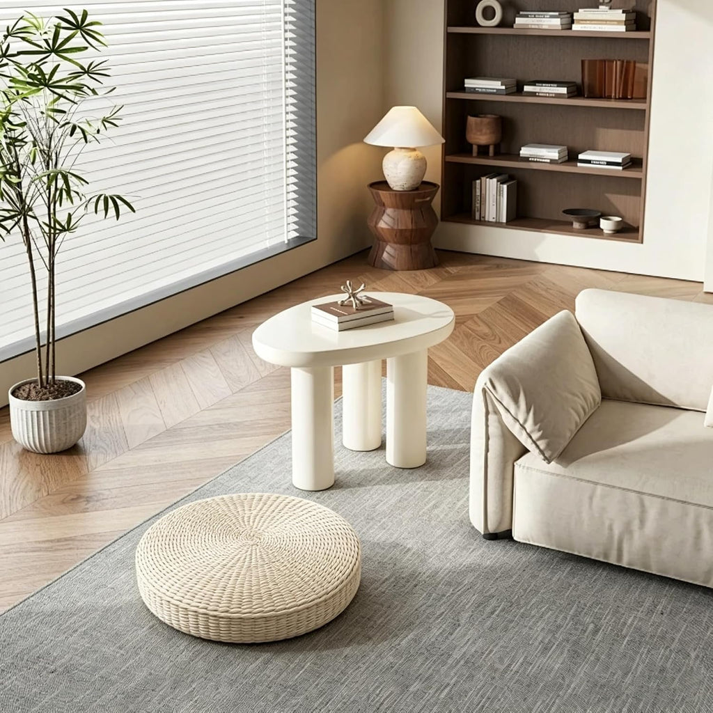 15.7in Natural Straw Round Tatami Cushion