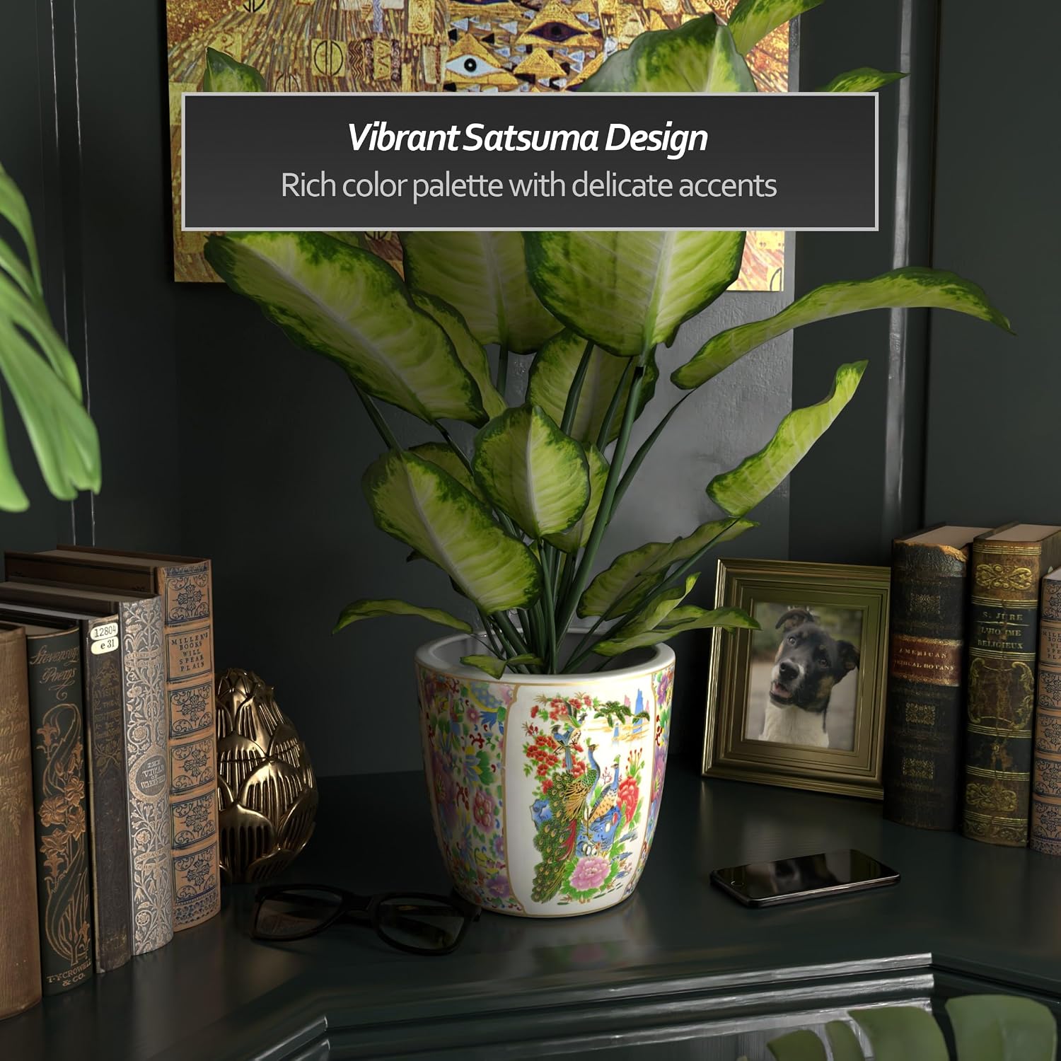 8" Satsuma Peacock Ceramic Planter