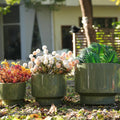 Antique Green Glazed Ceramic Planter Set