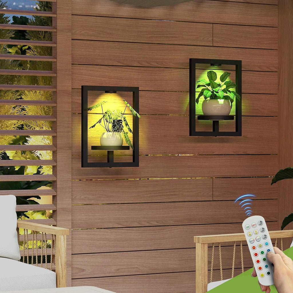 LED Light Metal Wall Plant Shelf