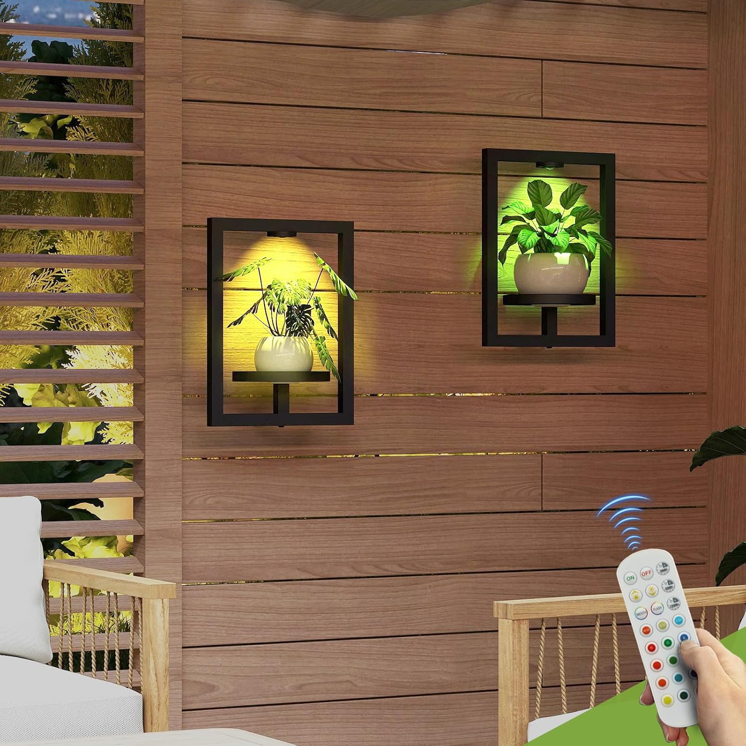 LED Light Metal Wall Plant Shelf