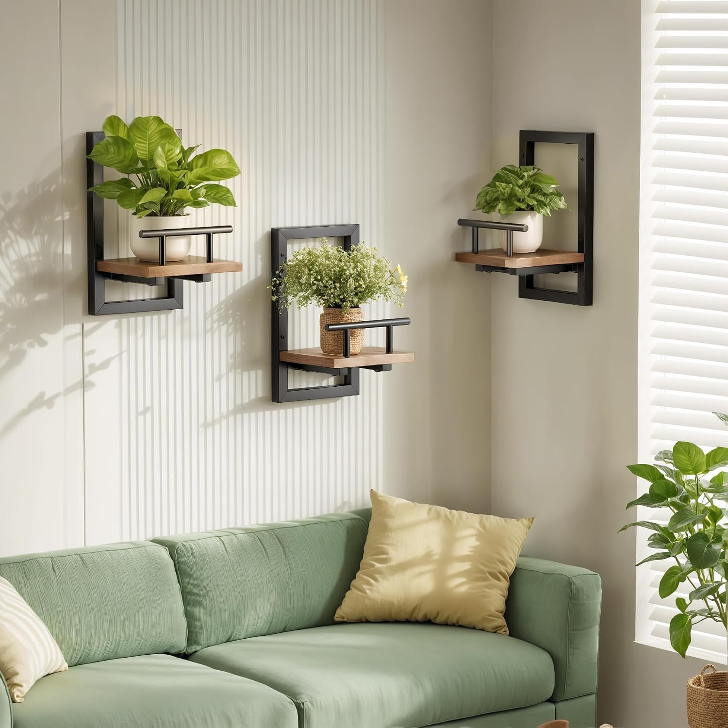 2 Floating Wall Plant Shelves Set