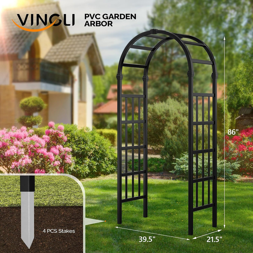 Black Vinyl PVC Garden Arbor Wedding Arch Trellis