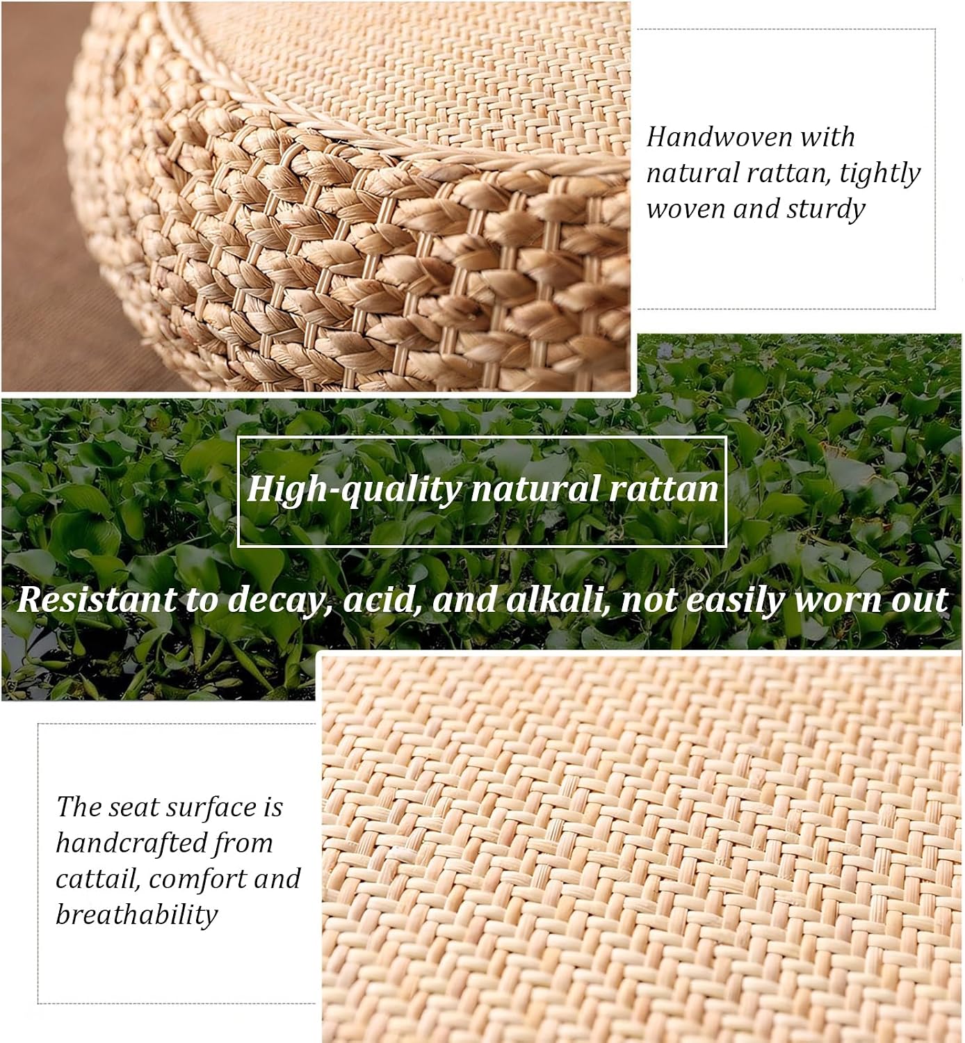 23.62in Natural Woven Round Floor Cushion